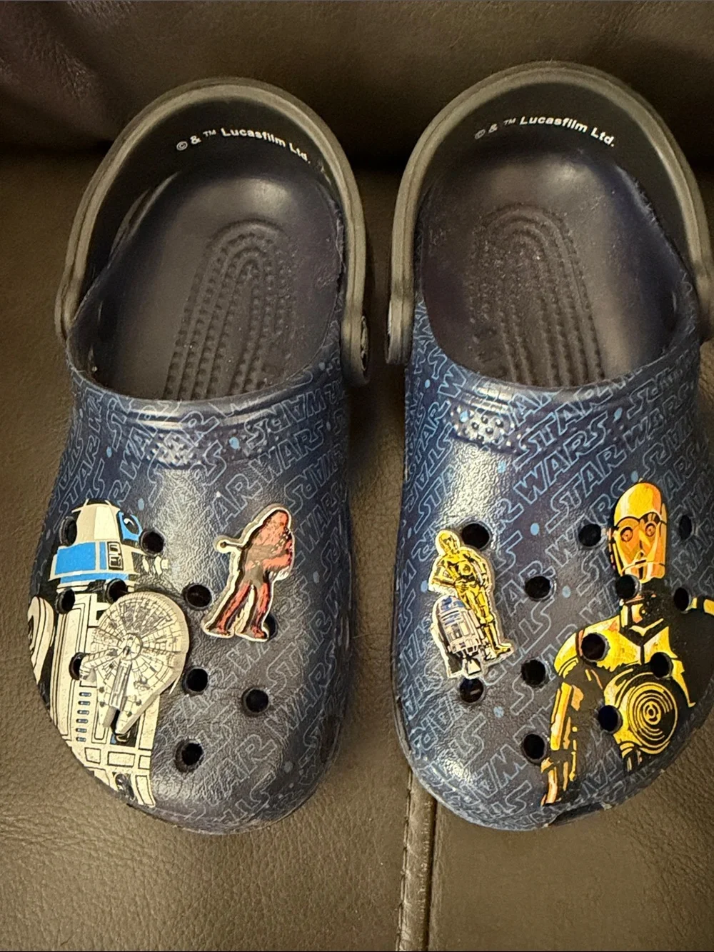 CROCS Kids Navy Blue Star Wars Clog Sandals with Character Jibbitz